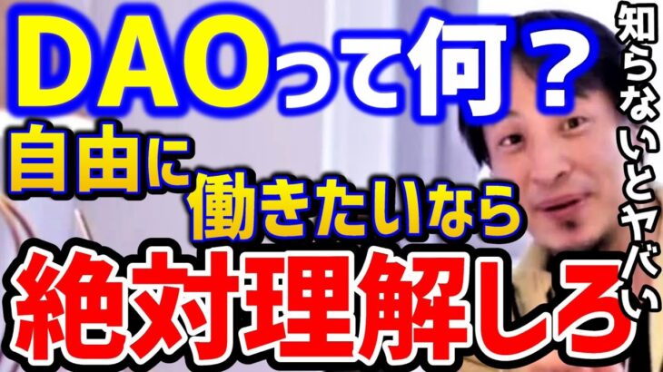 【ひろゆき】話題のDAOは働き方を変える？これは会社の概念がなくなります。これからは会社に縛られずに働けます！/ダオ/仮想通貨/Web3.0/イーサリアム/NFT/kirinuki/論破【切り抜き】