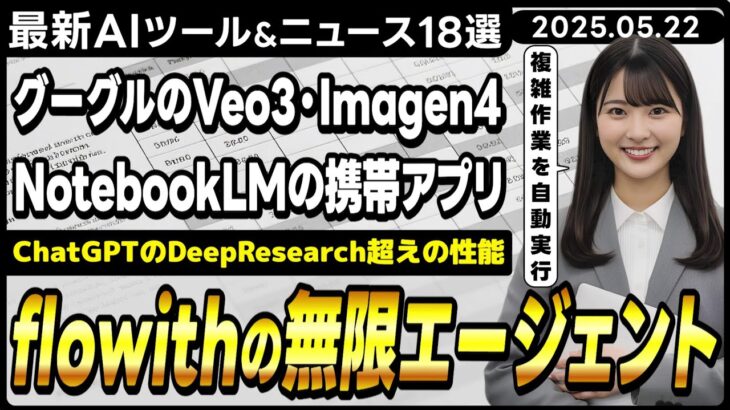 【今週公開の最新AIツール&ニュース】flowithの無限エージェントflowith NEO/GoogleがAI新製品(Veo3、Imagen4)を大量発表/NotebookLMのモバイルアプリ公開